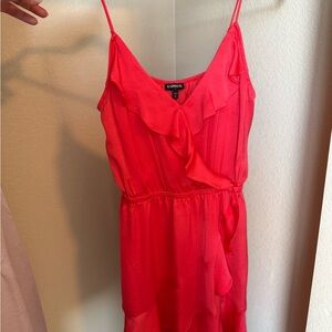 Express Red Ruffle Dress